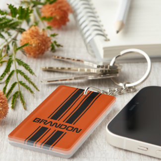 Custom Dark Orange Black Auto Race Sport Strip Schlüsselanhänger