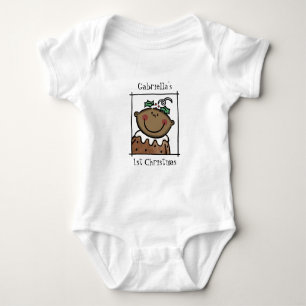 Custom Dark Skin Tone Baby's First Christmas Baby Strampler