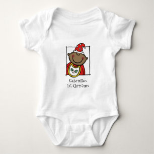 Custom Dark Skin Tone Baby's First Christmas Baby Strampler