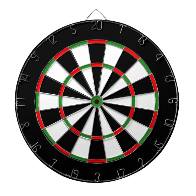 Custom Dartboard - Classic BLACK WHITE, RED GREEN Dartscheibe (vorne)
