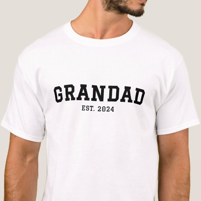 Custom Date Black Established Grandad T-Shirt (Von Creator hochgeladen)