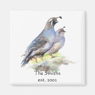 Custom Date Family Monogram California Quail Birne Magnet