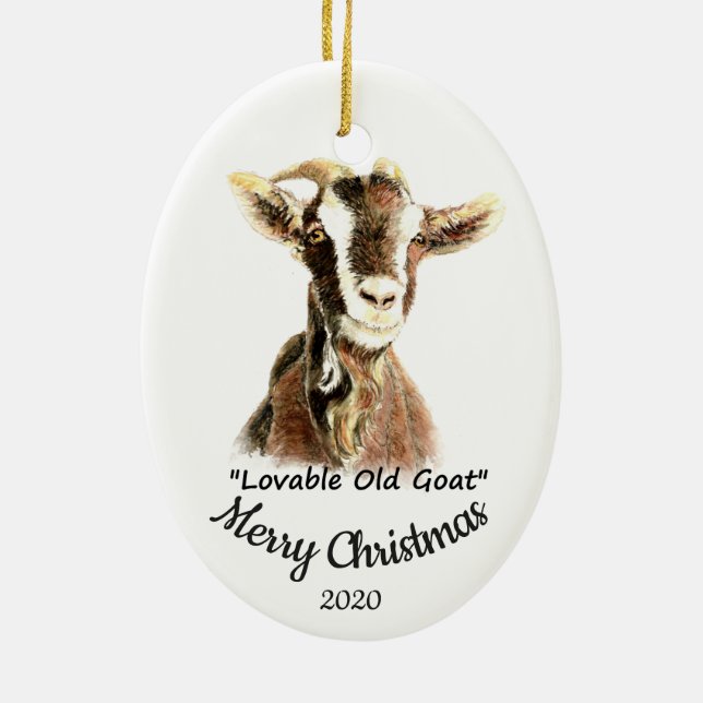 Custom Dated Christmas Lovable Old Goat Fun Keramik Ornament (Hinten)