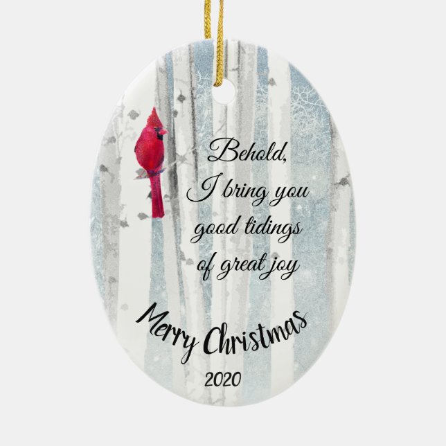Custom Dated Christmas Luke 2:10 Great Joy Keramikornament (Hinten)