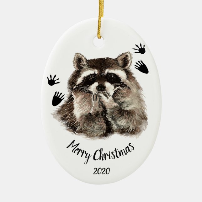 Custom Dated Raccoon Blowkisses, Liebe Tiere Keramikornament (Vorne)