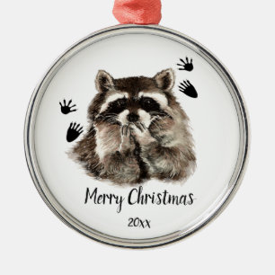 Custom Dated Raccoon Blowkisses, Liebe Tiere Ornament Aus Metall