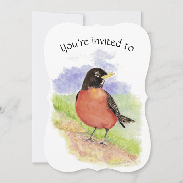 Custom Dating Birthday Party Robin Bird Art Einladung (Vorderseite)