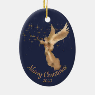 Custom Dating Christmas Angel Starry Sky Keramik Ornament
