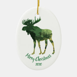 Custom Dating Christmas Camouflage Elche Spaß Kuns Keramik Ornament