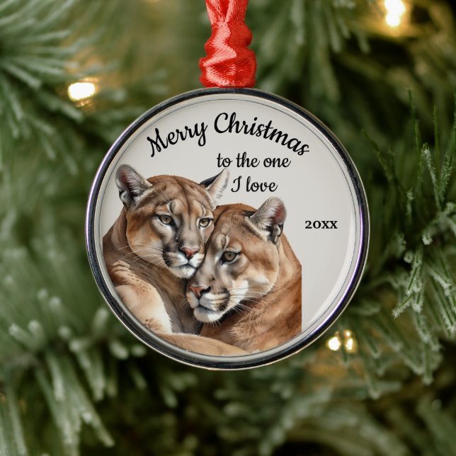 Custom Dating Christmas Cougar One I Liebe Ornament Aus Metall (Baum)