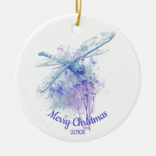 Custom Dating Christmas Dragonfly Wasserfarben Kun Keramik Ornament