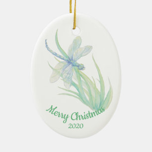 Custom Dating Christmas Dragonfly Wasserfarben Kun Keramik Ornament