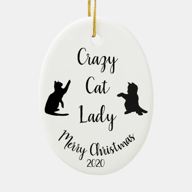 Custom Dating Christmas Fun Crazy Cat Lady Keramikornament (Hinten)