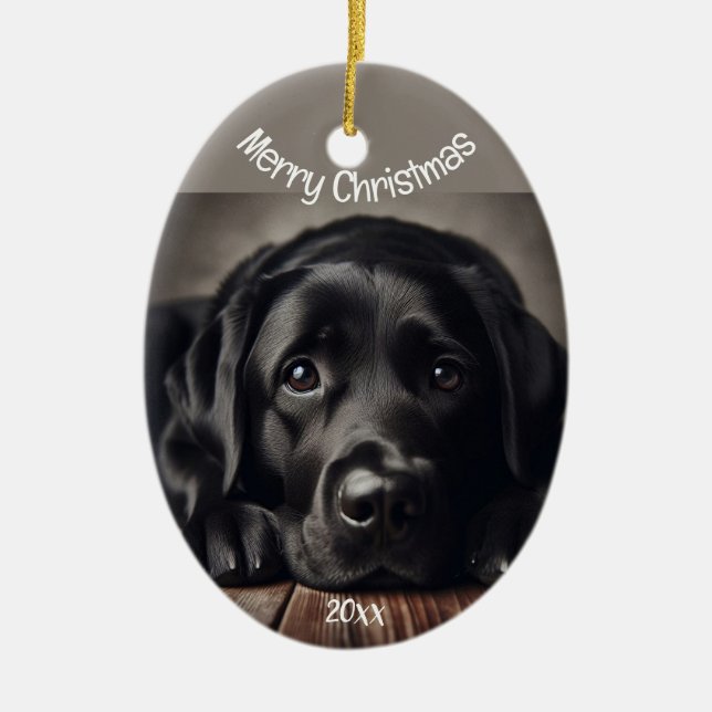 Custom Dating Christmas Labrador Retriever Keramik Ornament (Vorne)