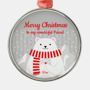 Custom Dating Christmas Polar Bär Niedlich Friend Ornament Aus Metall