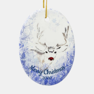 Custom Dating Christmas Red Nosed Reindeer Fun Keramik Ornament
