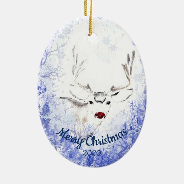 Custom Dating Christmas Red Nosed Reindeer Fun Keramik Ornament (Hinten)
