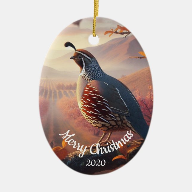 Custom Dating Christmas Wasserfarbe California Qua Keramik Ornament (Vorne)