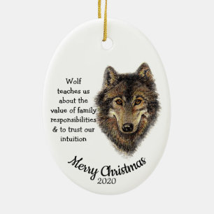 Custom Dating Christmas Wasserfarbe Wolf Totem Kun Keramik Ornament