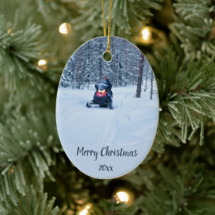 Custom Dating Skidoo Snow Mobile Winter Keramik Ornament