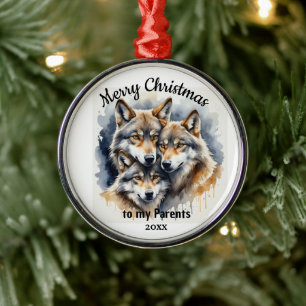 Custom Dating Weihnachts Wolf Eltern Bruder Ornament Aus Metall