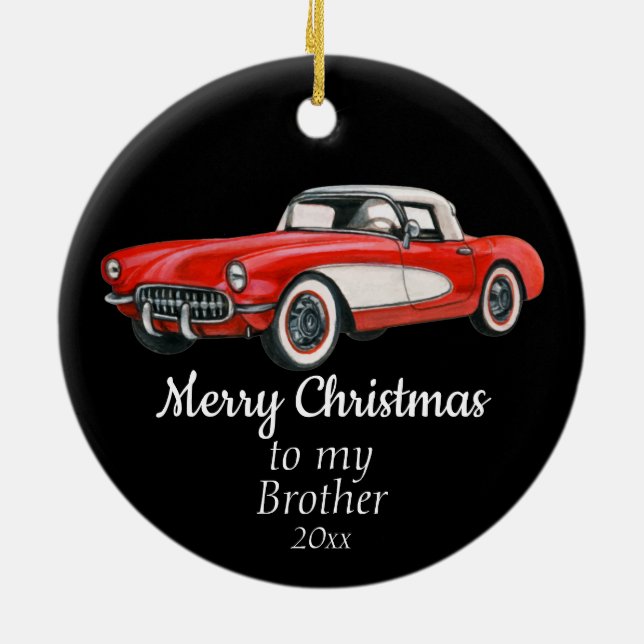 Custom Dating Weihnachtsmann Autos Bruder Keramik Ornament (Hinten)