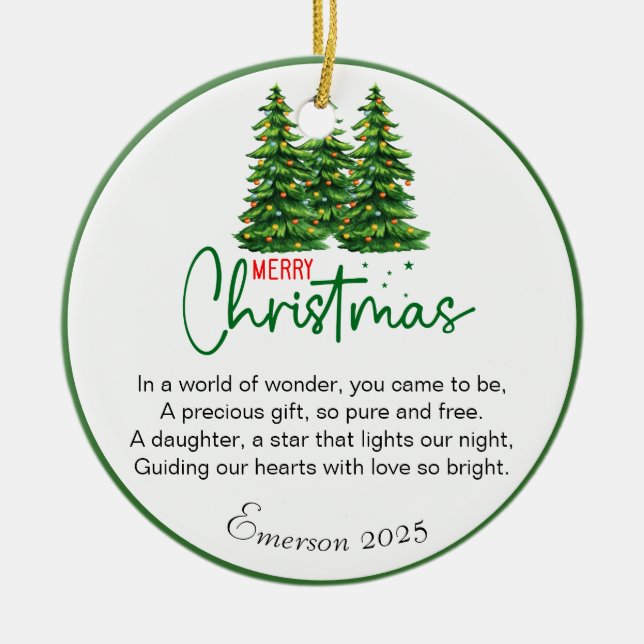 Custom Daughter Poem Christmas Keramik Ornament (Vorne)