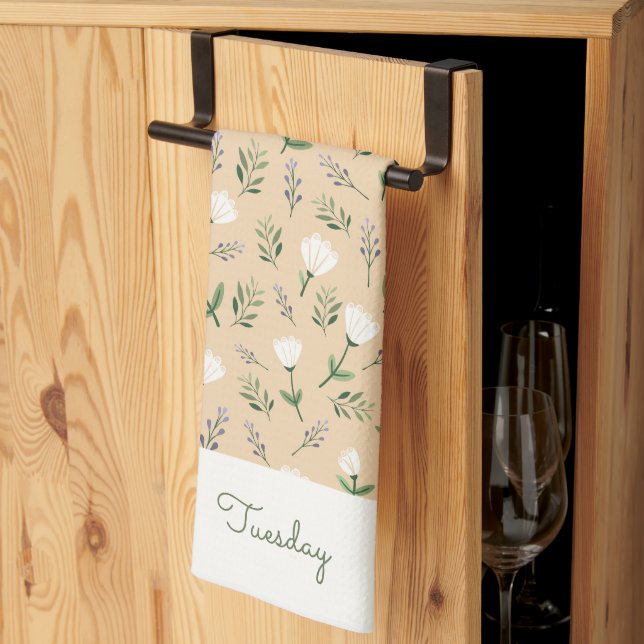 Custom Day Towel – Vanilla Floral Style Geschirrtuch (Drittel gefaltet)