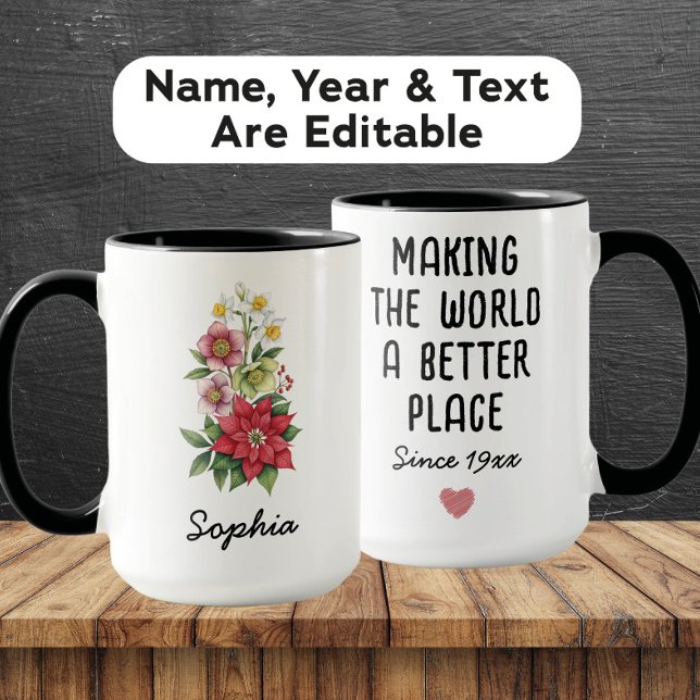 Custom December Birth Flower - Personalized Name Tasse (Von Creator hochgeladen)