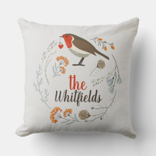 Custom Decorative Robin Botanische Weihnachten Kissen