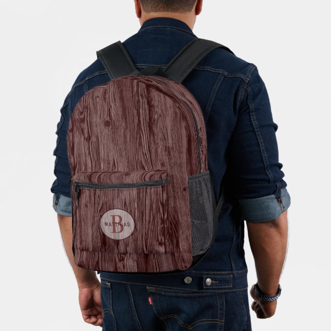 Custom Deep Dark Maroon Red Woodgrain Muster Bedruckter Rucksack (Insitu (Modell))
