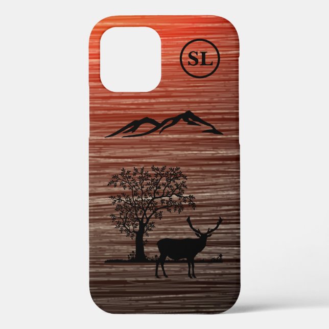 Custom Deer Silhouette Apple iPhone 12 Fall Case-Mate iPhone Hülle (Rückseite)
