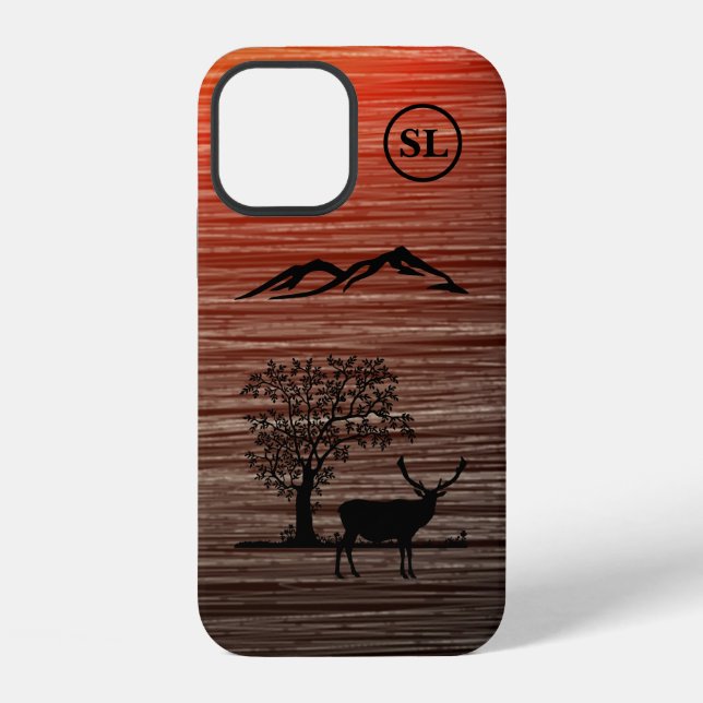 Custom Deer Silhouette Apple iPhone 12 Fall Hülle (Rückseite)