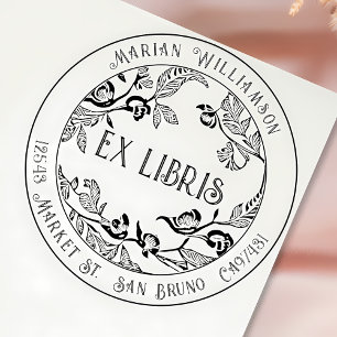 Custom Deko Ex Libris Buchzeichen mit Blumenkreis Gummistempel