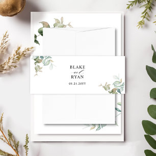 Custom Delicate Eukalyptus Greenerity Wedding Einladungsbanderole