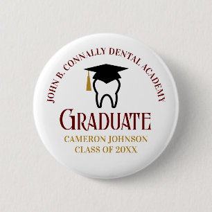 Custom Dental School Abschluss Maroon Gold Button