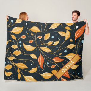 Custom Design von Fall Boho Floral Leaf Fleecedecke