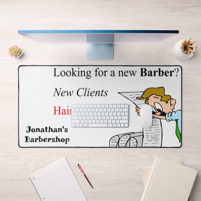 Custom Desk Mat for Salon Owners Barber Schreibtischunterlage (Büro 1)