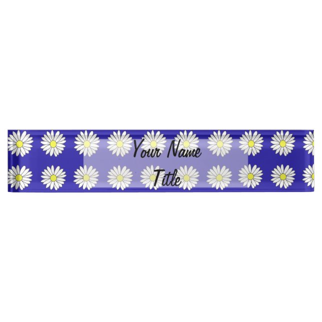 Custom Desk Name Plate Blue Daisiy Daisy Namensplakette (Vorderseite)