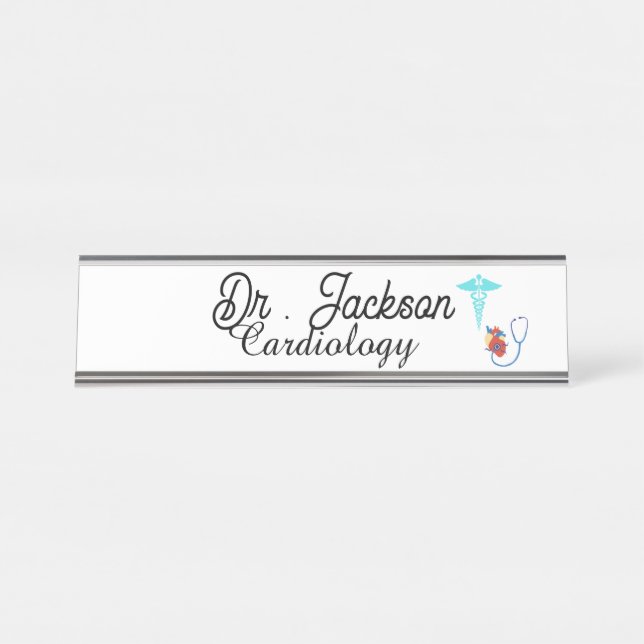 Custom Desk Name Plate for cardiologist  Schreibtischnamensplakette (Vorderseite )