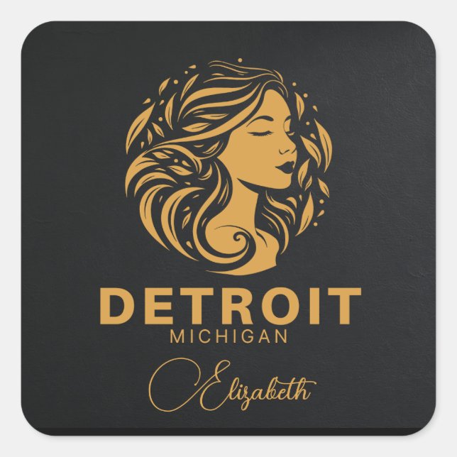 Custom Detroit Michigan Golden Lady Sticker (Vorderseite)