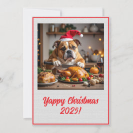 Custom Digital Bulldog Yappy Christmas Turkey Xmas Karte