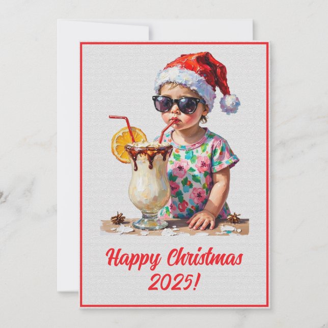Custom Digital Christmas Baby And Milk Xmas Karte (Vorderseite)