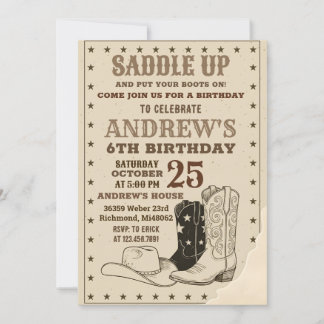 Custom Digital Cowboy Wild West Geburtstag Einladung