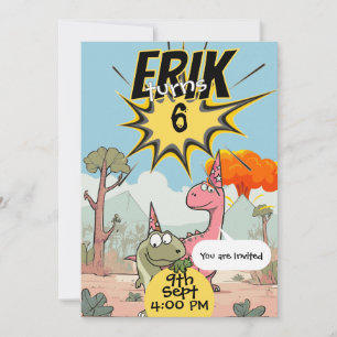 Custom Dino 6. Geburtstag für Dino Liebhaber Jungs Einladung