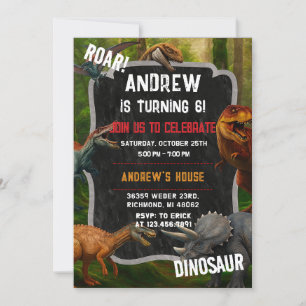 Custom Dino Boy Dinosaur Geburtstag T-Rex-Party Einladung