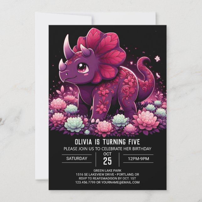 Custom Dino Dinosaur Digital Geburtstag Einladung (Vorderseite)