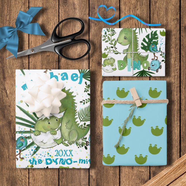 Custom Dino-mite Any Occasion Geschenkpapier Set (Custom Dino-mite Any Occasion Wrapping Paper Sheets )