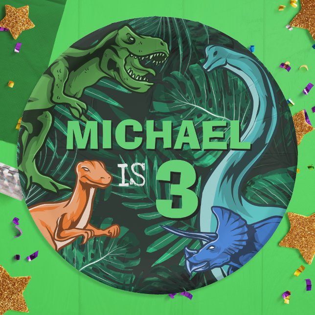 Custom Dino Trex Jurassic Boy Dinosaur Geburtstag Pappteller (Custom Dino Trex Jurassic Boy Dinosaur Birthday Paper Plates)
