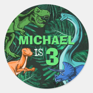 Custom Dino Trex Jurassic Boy Dinosaur Geburtstag Runder Aufkleber
